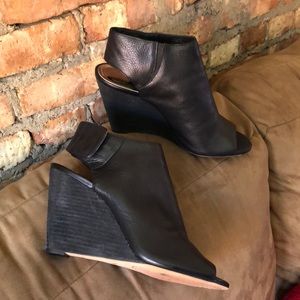 Vince Camuto Leather Peep-Toe Wedges